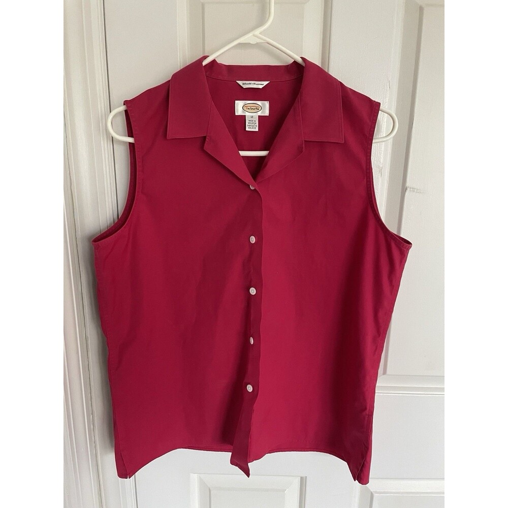 Talbots‎ Wrinkle Resistant Sleeveless Shirt Top Womens Size 12 Pink Button Down